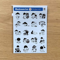 [Mushroom Cat] Hanko Stamp Monochrome sticker sheet