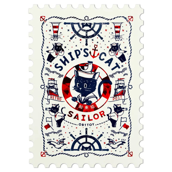 [ob1toy] Sailor Cat • ob1toy x ROKKAKU collaboration Foil Stamp collaboration {Postage Stamp Cut}