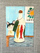 [Yuh Takahashi] Cat and Olive Oil Bottle postcard