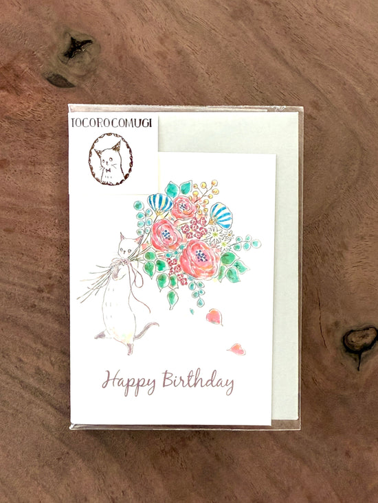 [tocorocomugi] Happy Birthday Bouquet mini message card