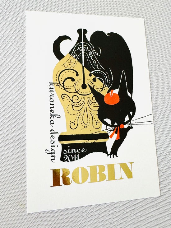 [cozyca] ROBIN The Black Cat Pen postcard