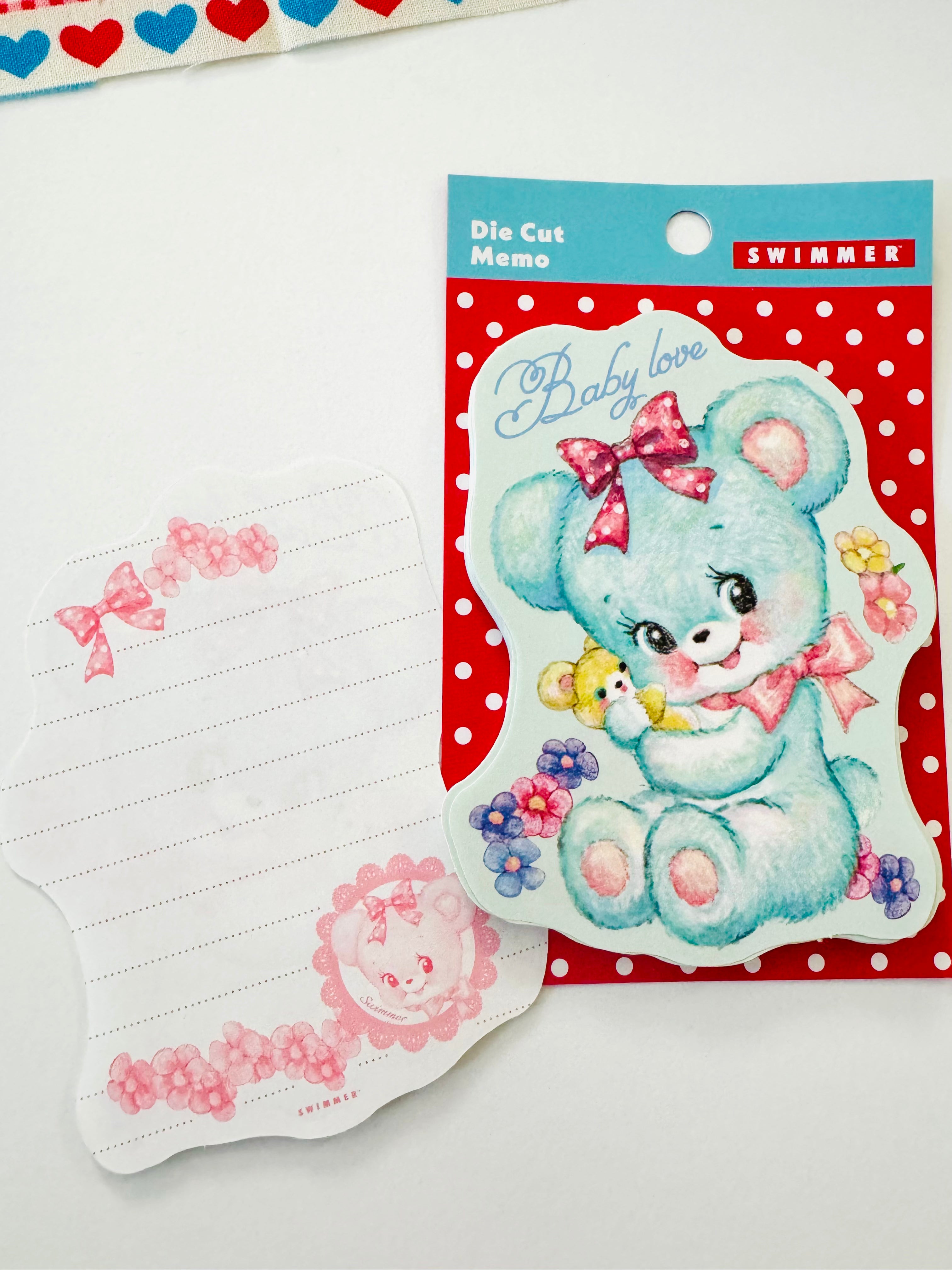 [Swimmer] Bear & Lamb Die-Cut memo