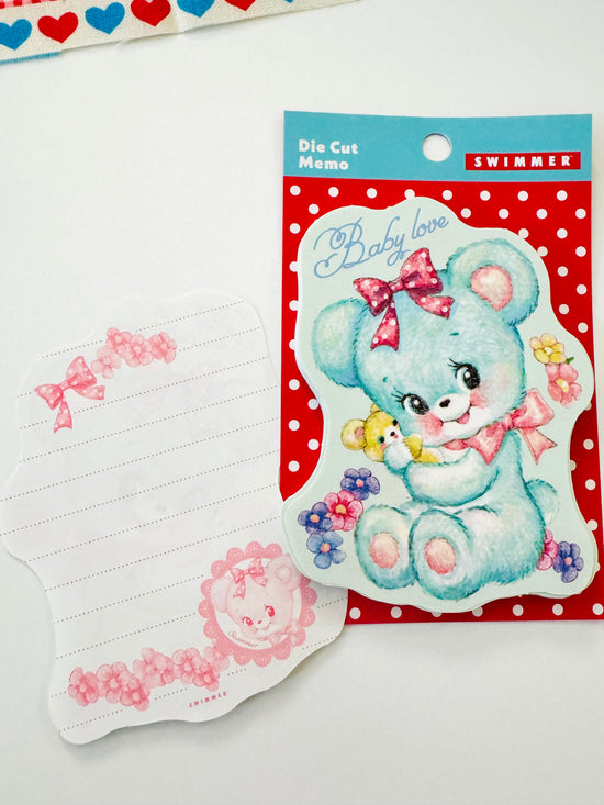 [Swimmer] Bear & Lamb Die-Cut memo