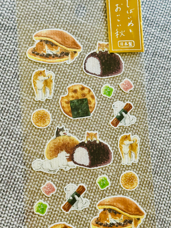 [Natsuka Murata] Shiba Oyatsu series: Dorayaki & Rice Crackers & Ohagi sticker sheet
