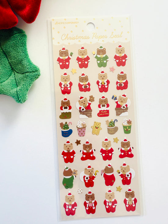 [Active] Christmas Santa Bears sticker sheet