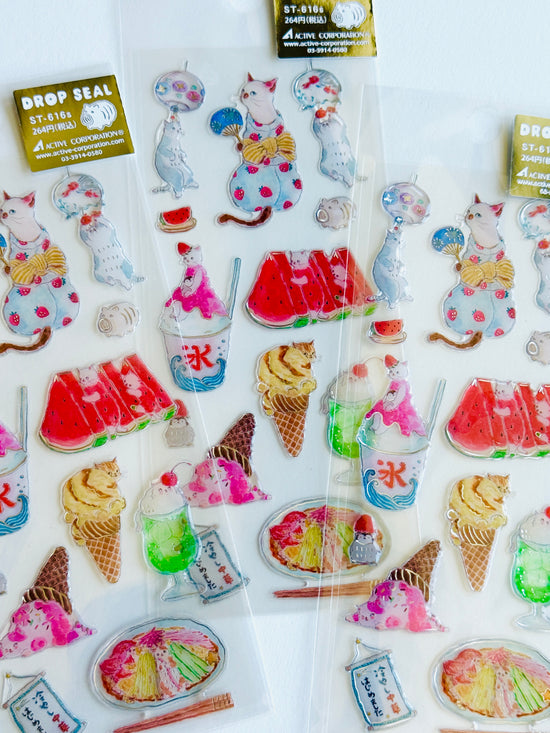 [tocorocomugi] Summer Omatsuri Drop Epoxy sticker sheet