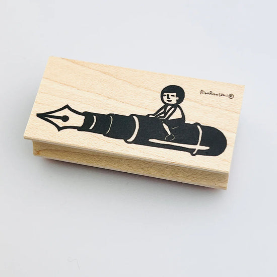 [RiraRira Hanko] Mamoru-kun Fountain Pen Ride rubber stamp