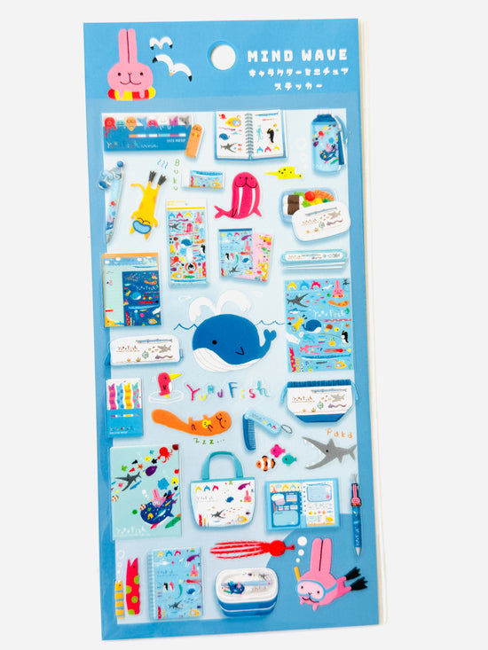 [MIND WAVE] Yuru Animals Fun in the Sea • Character Miniature School series sticker sheet