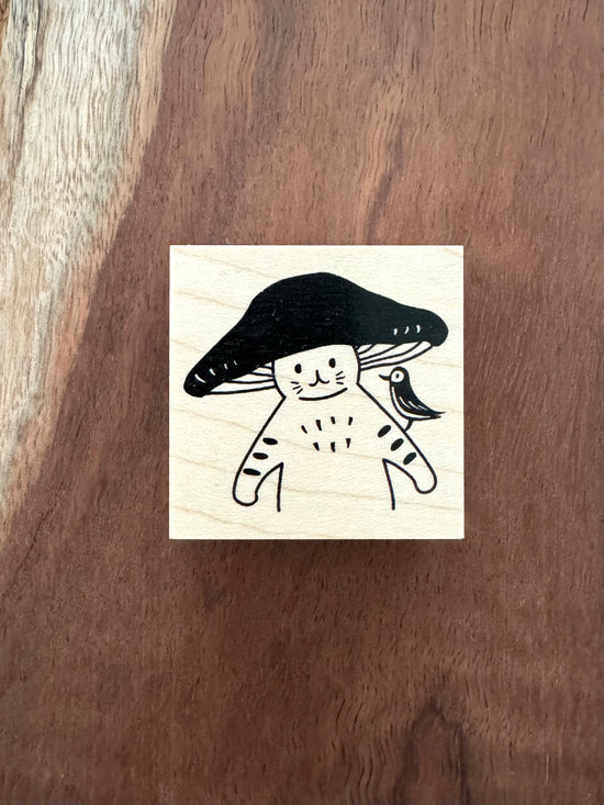 [Mushroom Cat] Bird’s Message rubber stamp x 4legs