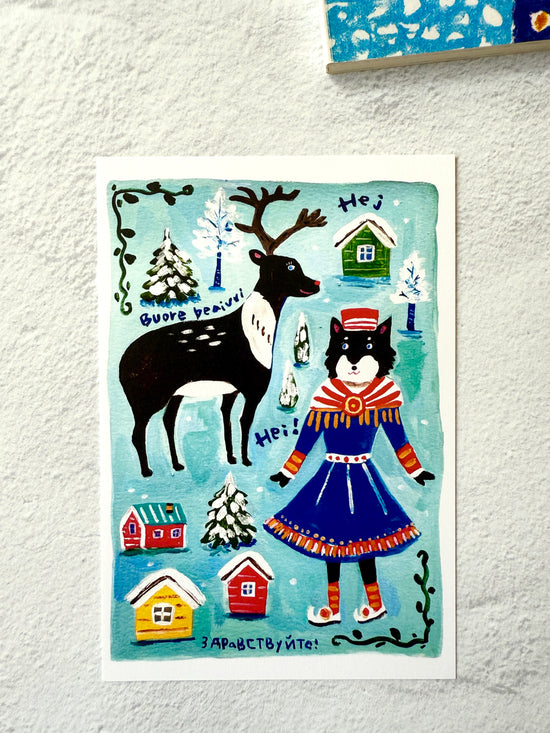 [Yuh Takahashi] Finland 🇫🇮 x Finnish Lapphund postcard