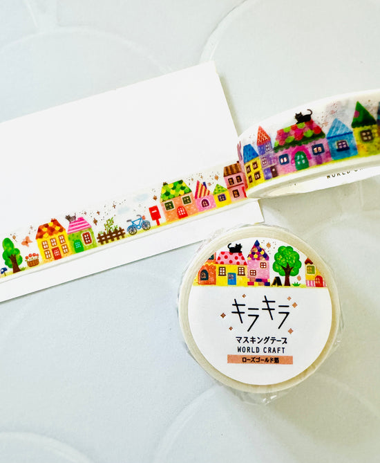 [World Craft] Daylight Colorful Houses washi tape (last chance • no restock)