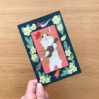 [4legs] Tropical Cat & Ukulele postcard