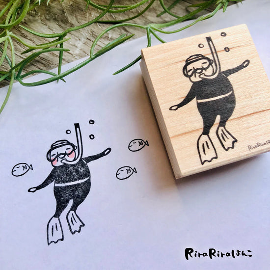 [RiraRira Hanko] Uncle Iwai Snorkeling rubber stamp