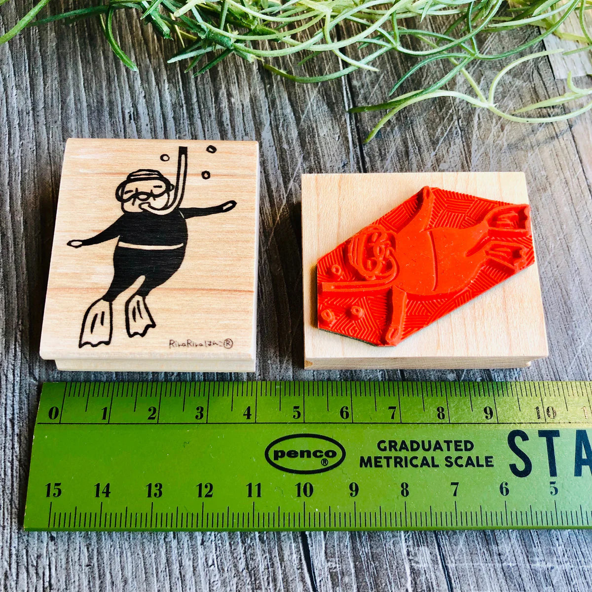 [RiraRira Hanko] Uncle Iwai Snorkeling rubber stamp