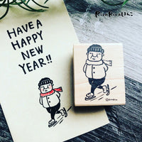 [RiraRira Hanko] Uncle Iwai Ice Skating rubber stamp