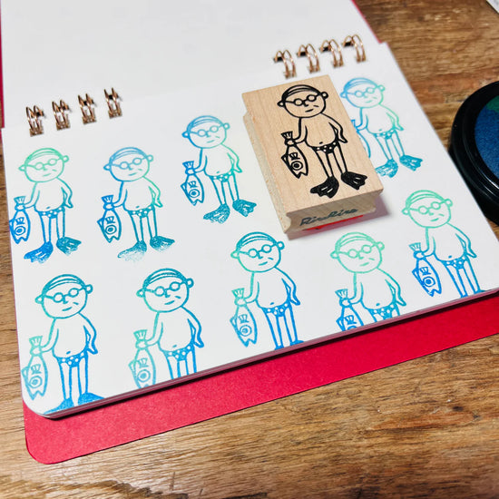 [RiraRira Hanko] Mr. Megane Catch of the Day rubber stamp