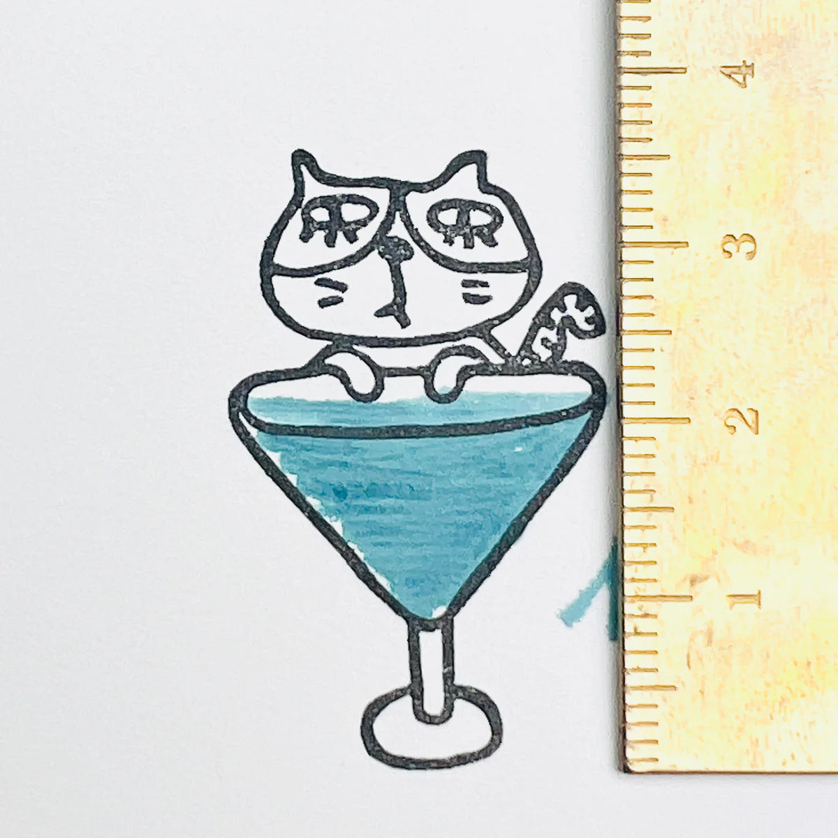 [RiraRira Hanko] Cocktail Cat rubber stamp