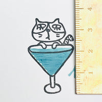 [RiraRira Hanko] Cocktail Cat rubber stamp