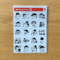 [Mushroom Cat] Hanko Stamp Monochrome sticker sheet