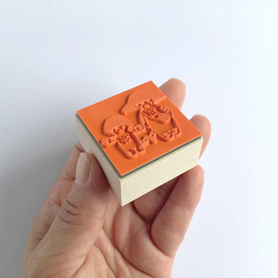 [Mushroom Cat] We are Best Friends! rubber stamp x 4legs