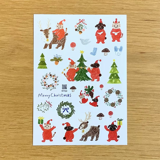 [4legs] Mushroom Cat Merry Christmas sticker sheet