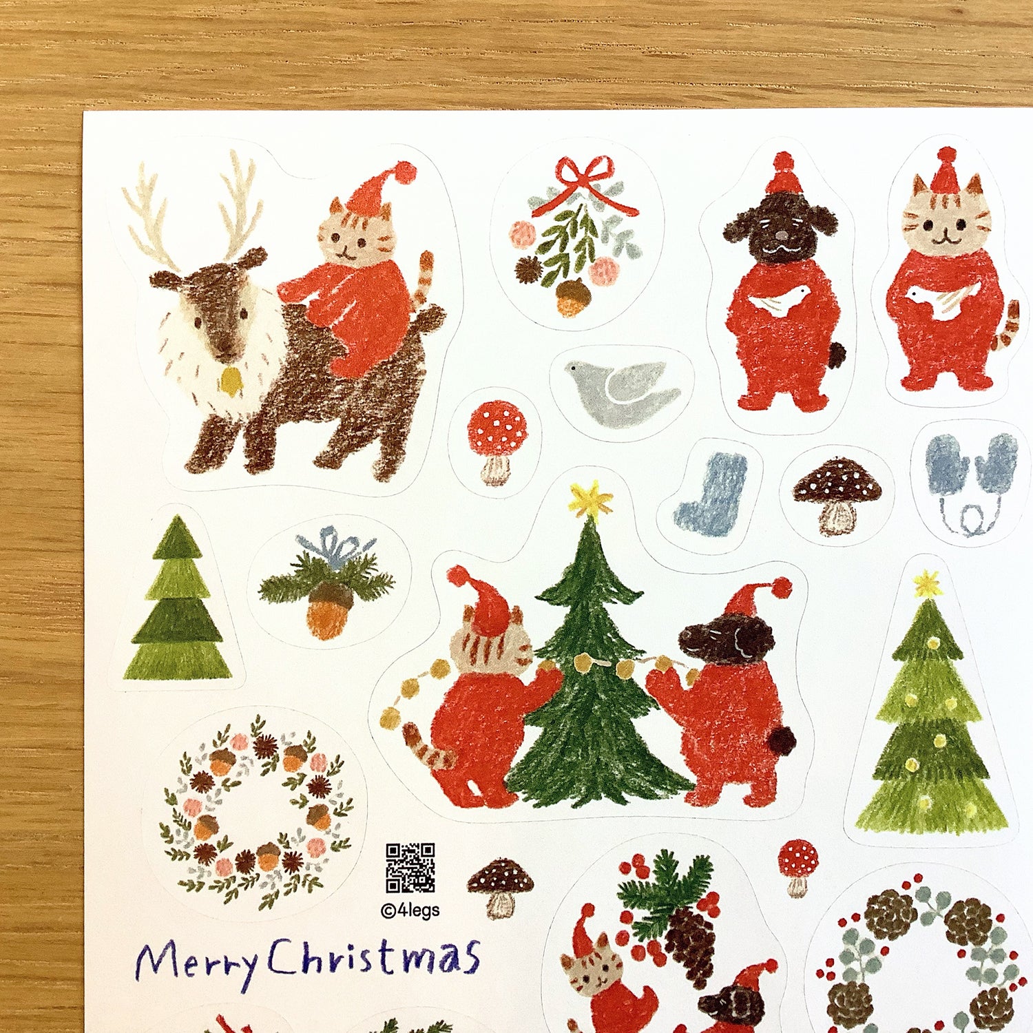 [4legs] Mushroom Cat Merry Christmas sticker sheet