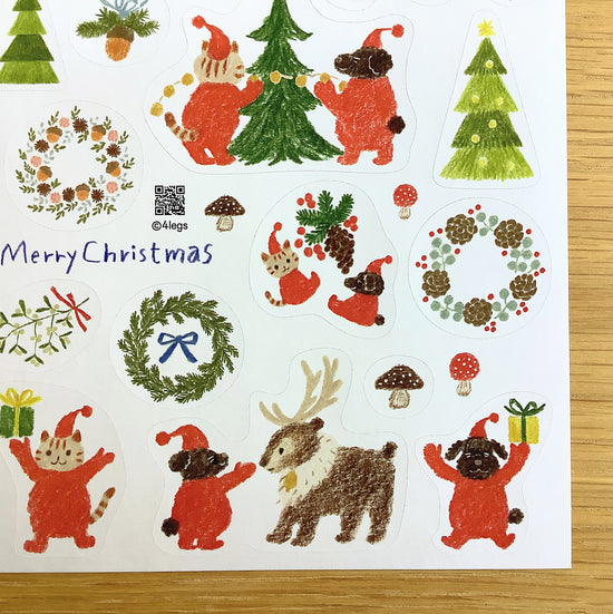 [4legs] Mushroom Cat Merry Christmas sticker sheet