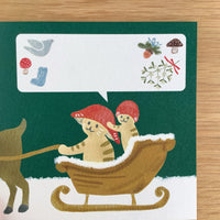 [4legs] Mushroom Cat Merry Christmas postcard (limited print • no restock)