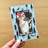 [4legs] Violin Cat postcard