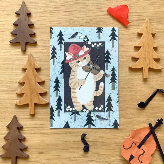 [4legs] Violin Cat postcard