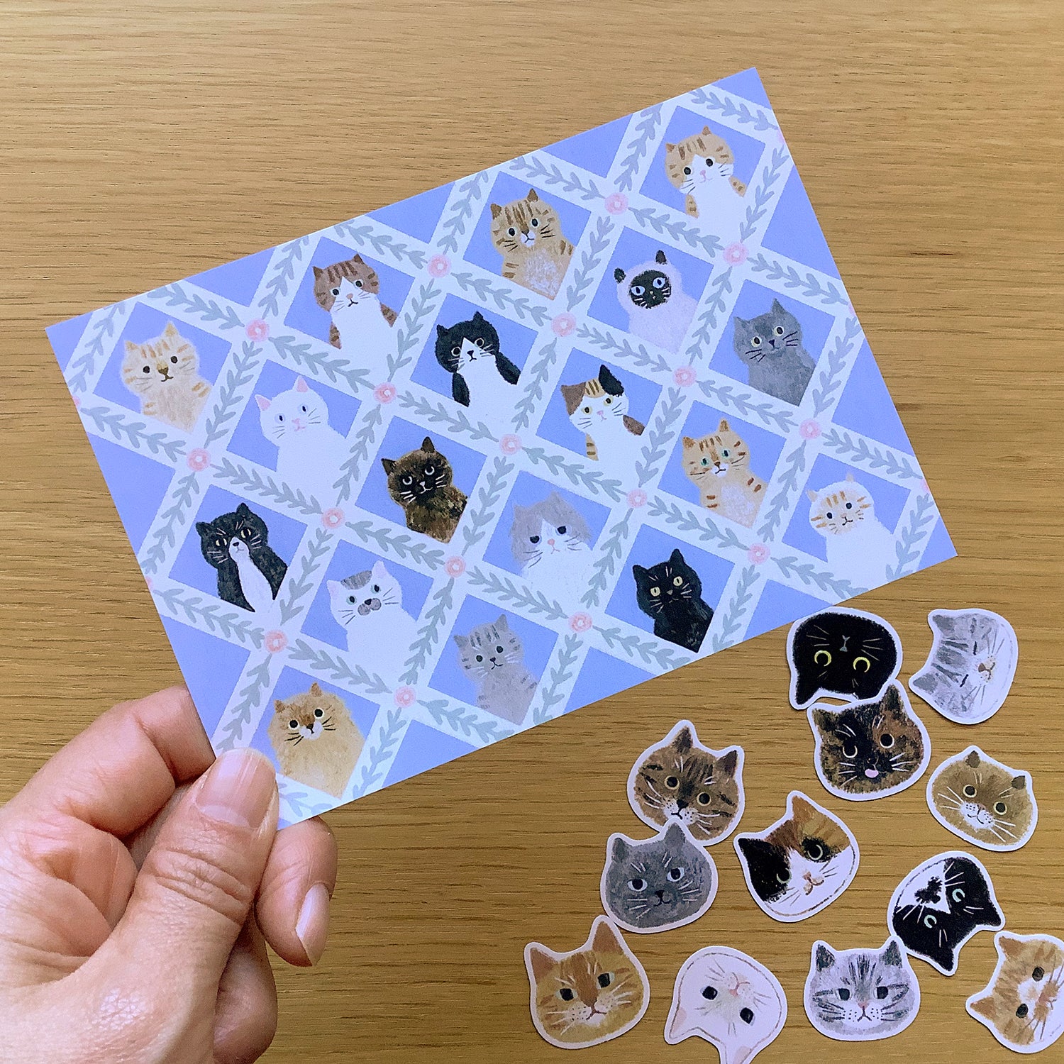 [4legs] Cat Faces flake sticker pack