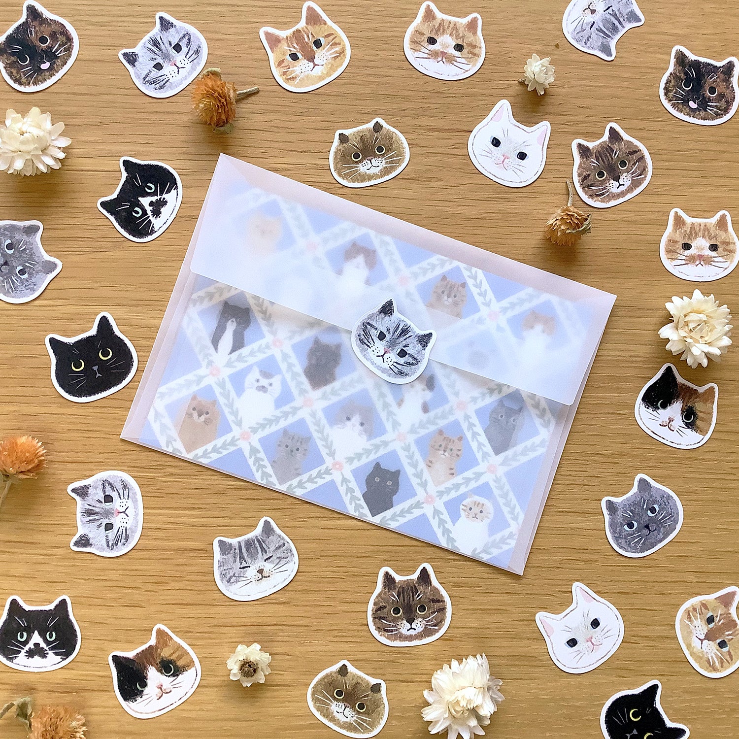 [4legs] Cat Faces flake sticker pack