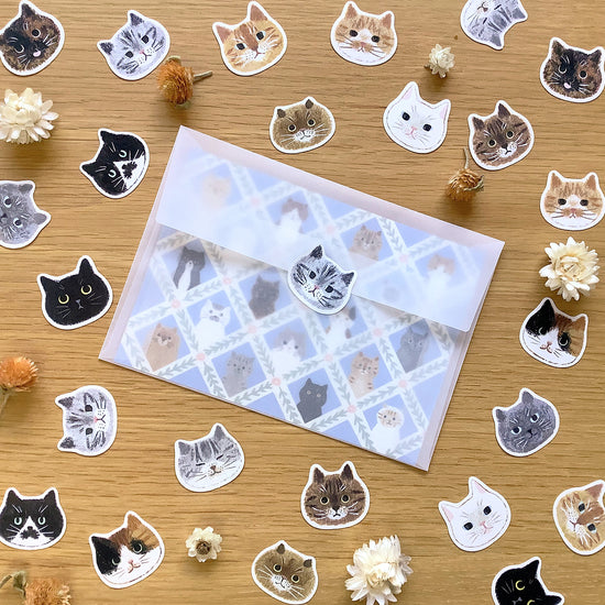 [4legs] Cat Faces flake sticker pack