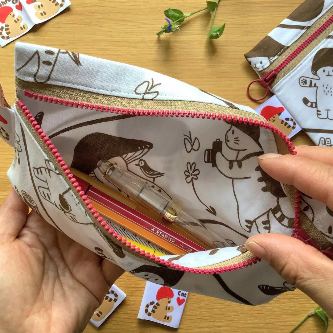 [Mushroom Cat] 4legs · Handmade Cloth Pen Pouch (no restock)