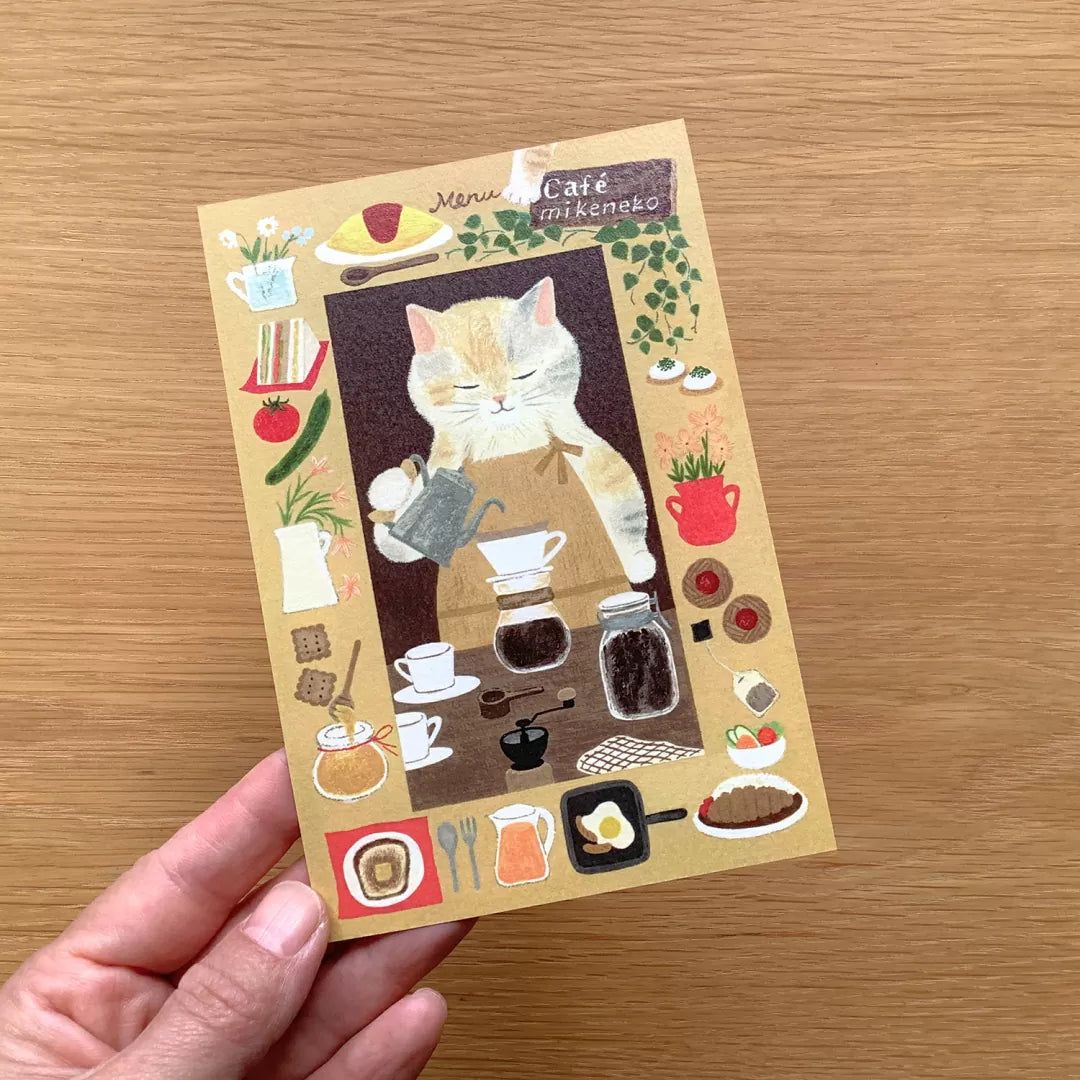 [4legs] Calico Barista ☕️ postcard