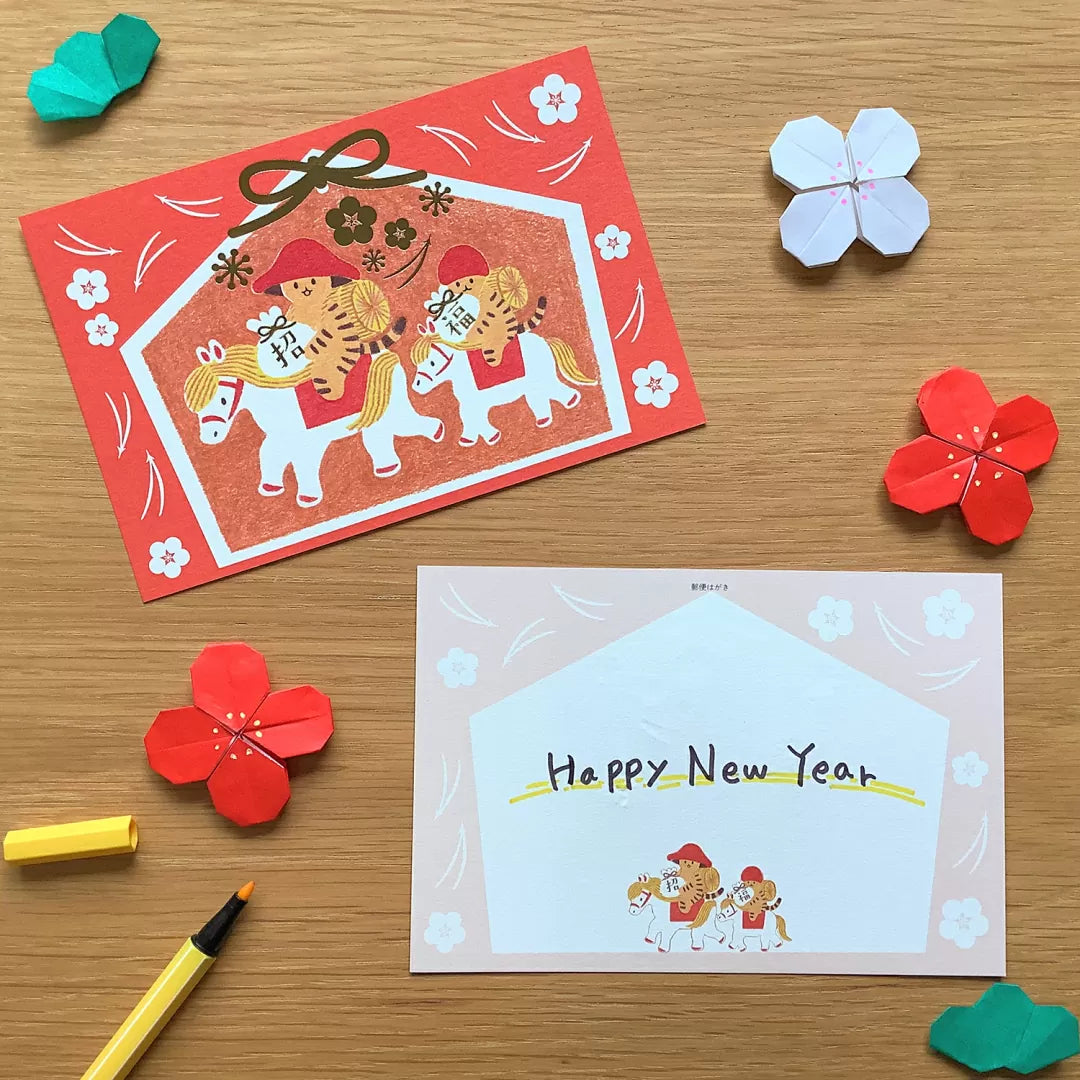 [4legs] Mushroom Cat x 2026 Year of the Horse postcard · Gold Foil