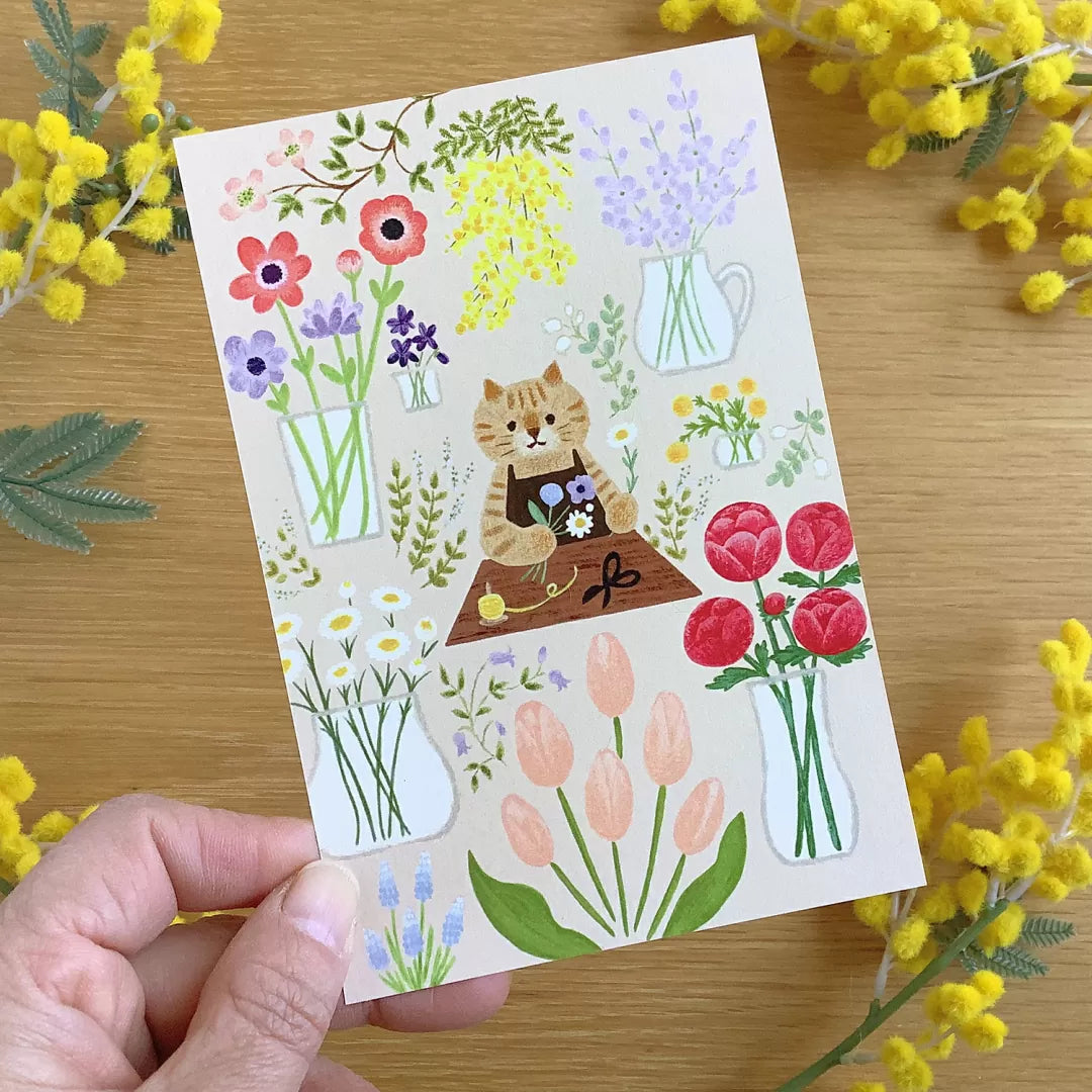 [4legs] Florist Cat postcard