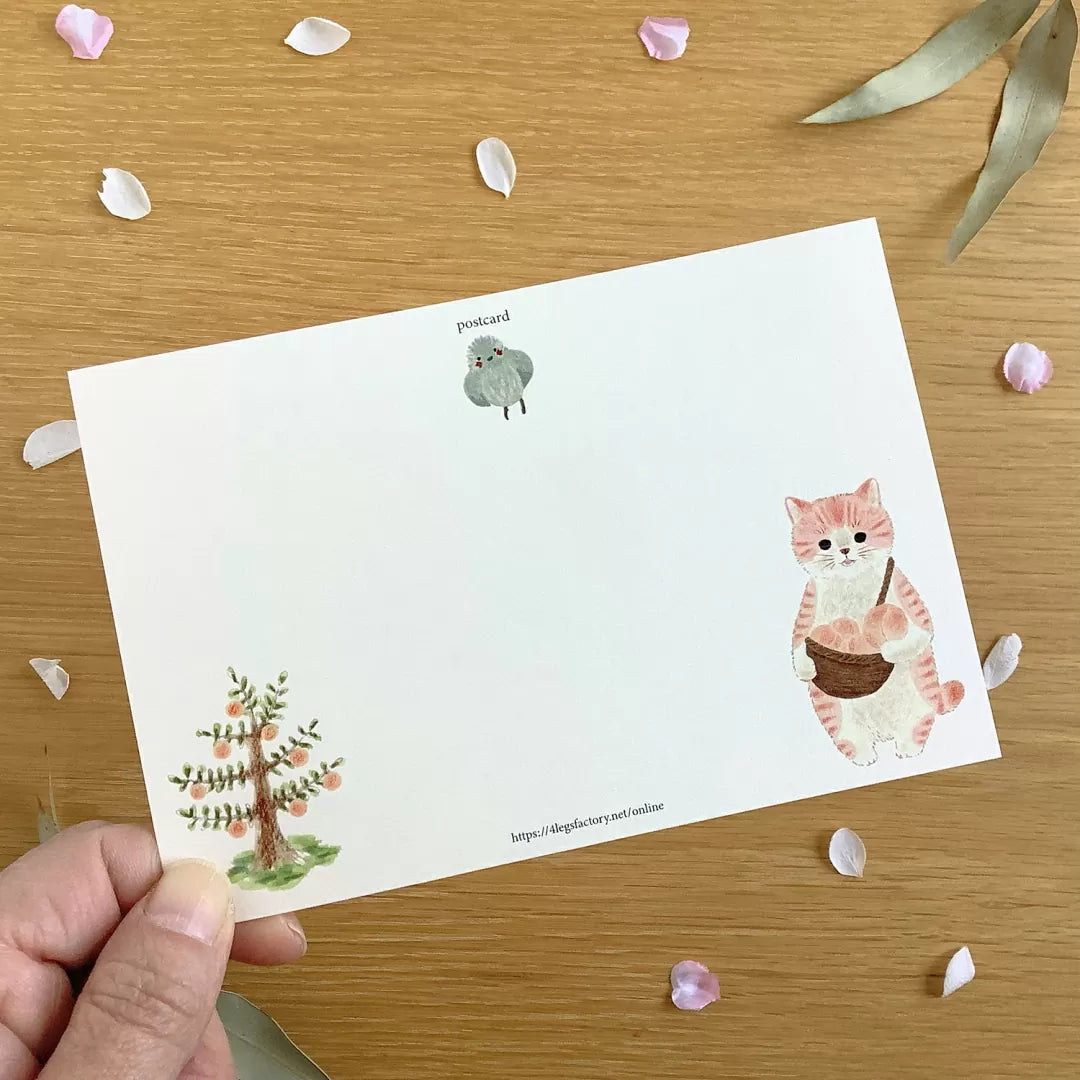 [4legs] Peach Orchard Tabby Cat postcard