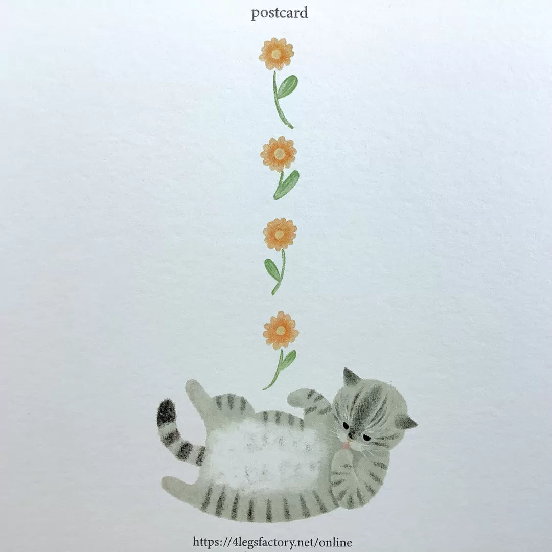 [4legs] Orange Blooms Mackerel Tabby Cat postcard