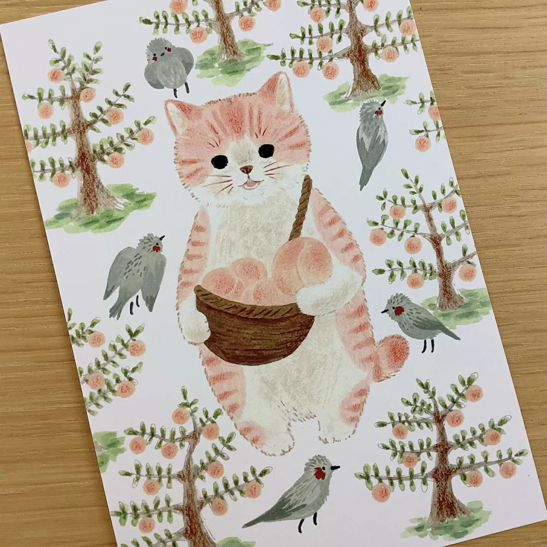 [4legs] Peach Orchard Tabby Cat postcard