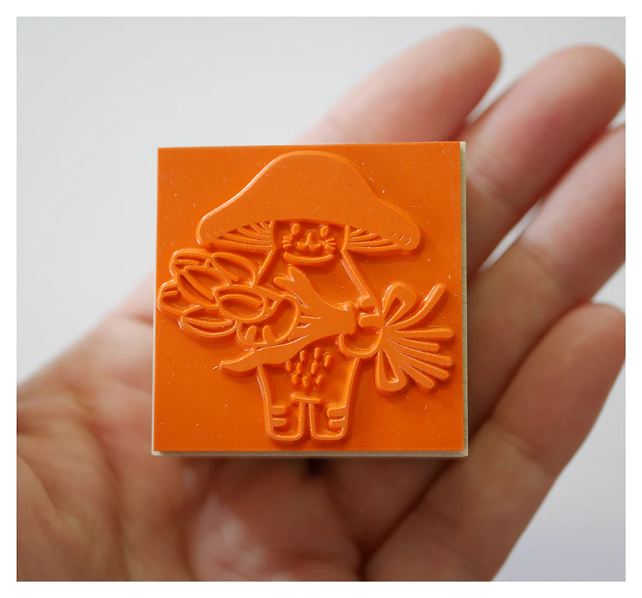 [Mushroom Cat] Tulip Bouquet rubber stamp