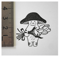 [Mushroom Cat] Tulip Bouquet rubber stamp
