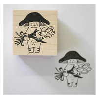 [Mushroom Cat] Tulip Bouquet rubber stamp