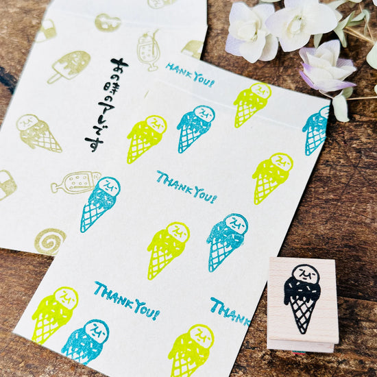 [RiraRira Hanko] Ice Cream Cone rubber stamp