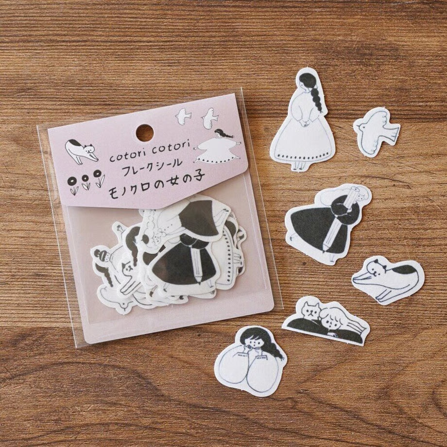 [Tegamisha] cotori cotori · Monochrome Girl Flake Stickers