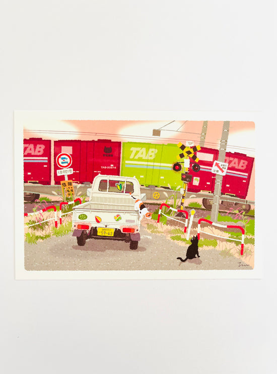 [Tabineko] Freight Train Crossing (2018) postcard x Toshinori Mori