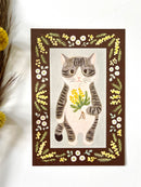 [4legs] Striped Tabby & Mimosa postcard