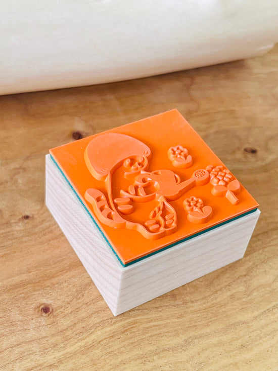 [Mushroom Cat] Watering Love rubber stamp
