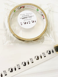[Panda factory] Cream Soda Panda Car Black & White clear cello tape