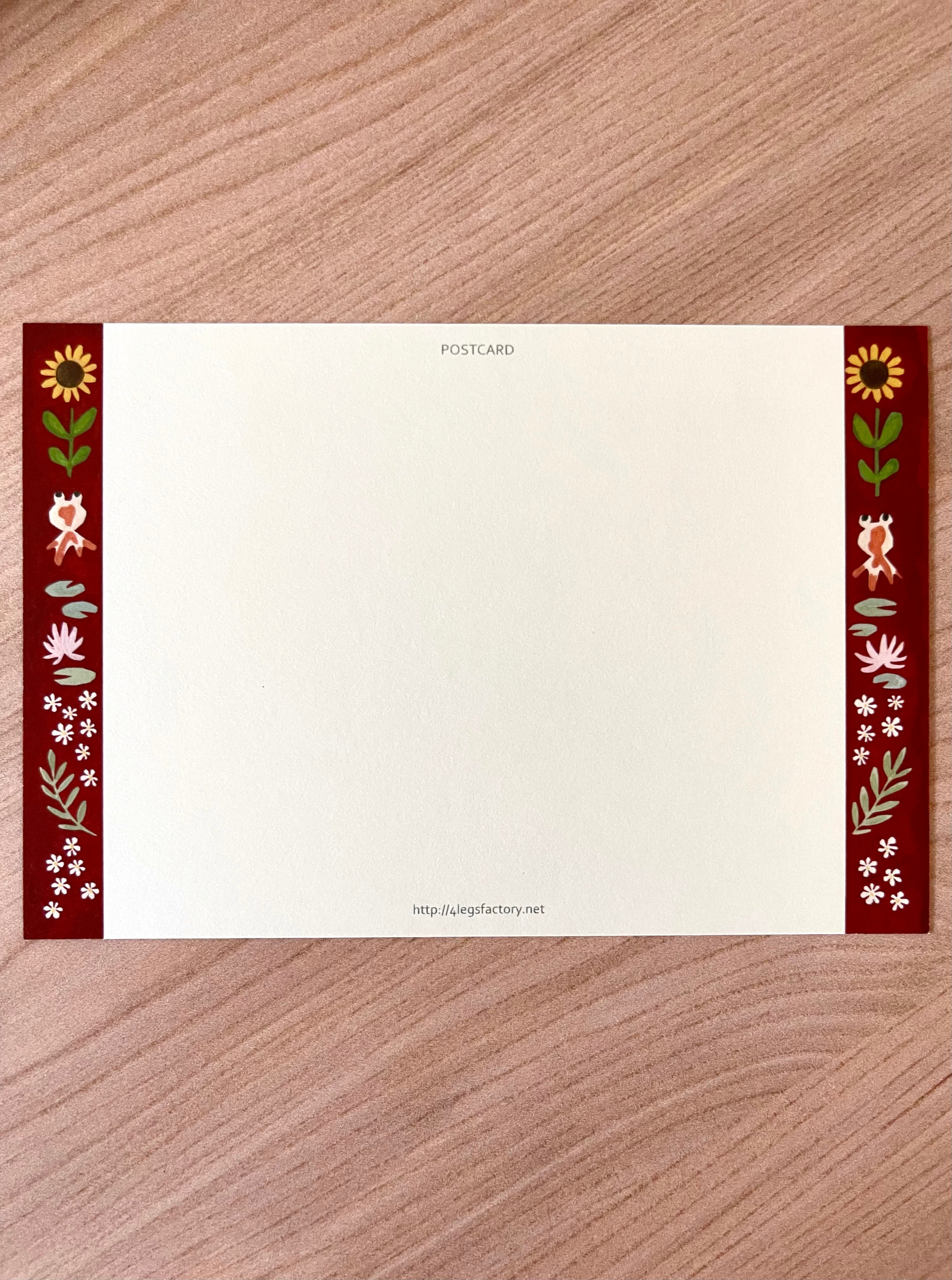 [4legs] White Cat & Sunflower postcard
